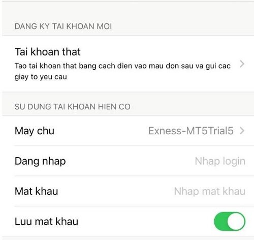 dang nhap tai khoan mt5 tren dien thoai